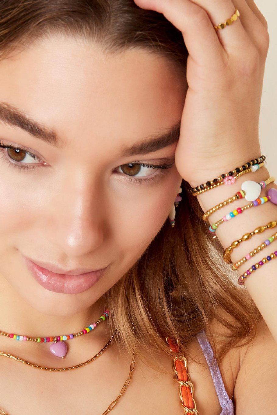 Perlenherzarmband - #summergirls-Kollektion Goldfarbe Schale Bild2